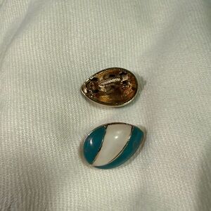 Chic Gold and Teal clip Earrings